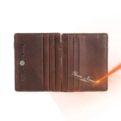 WV Studio Leather Slim Wallet RFID Protection With Integrated Money Clip