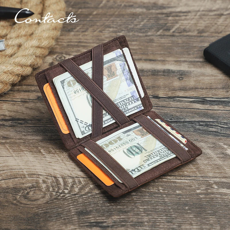 WV Studio Leather Slim Wallet RFID Protection With Integrated Money Clip